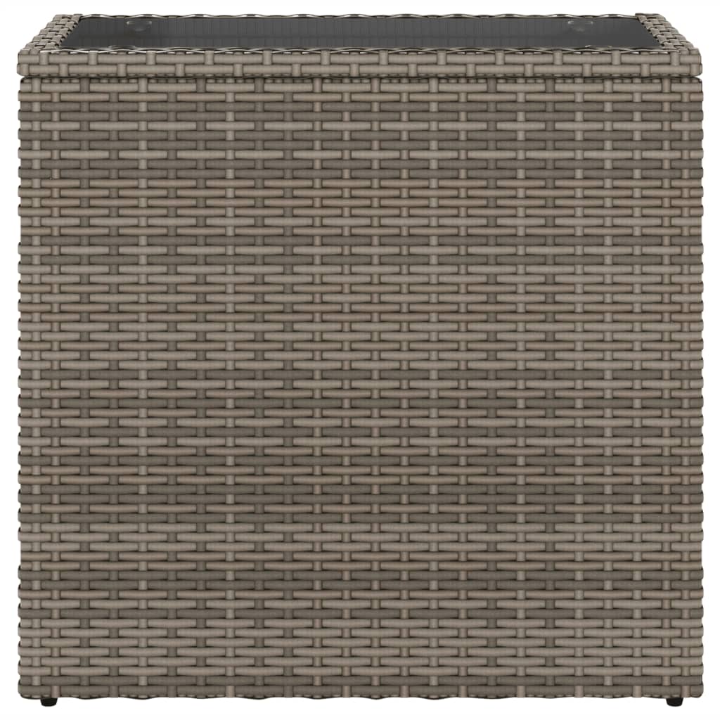 Tavolino Giardino Piano Vetro Grigio 58x27,5x55 cm Polyrattan - homemem39