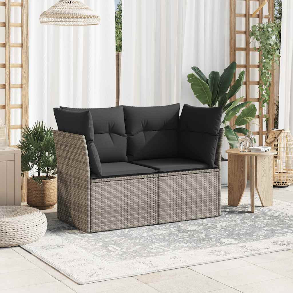 Divano da Giardino con Cuscini 2 Posti Grigio in Polyrattan | homemem39