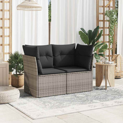Divano da Giardino con Cuscini 2 Posti Grigio in Polyrattan | homemem39