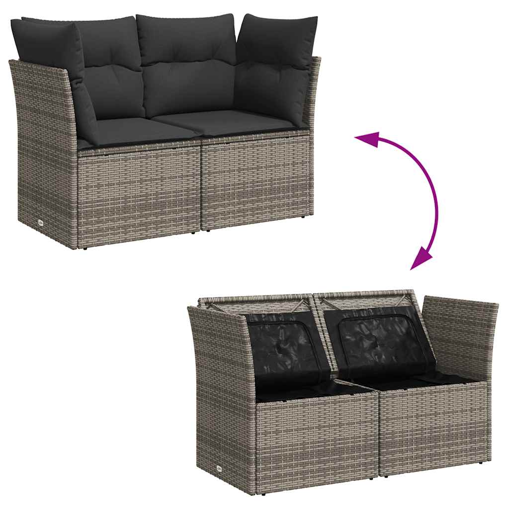 Divano da Giardino con Cuscini 2 Posti Grigio in Polyrattan | homemem39