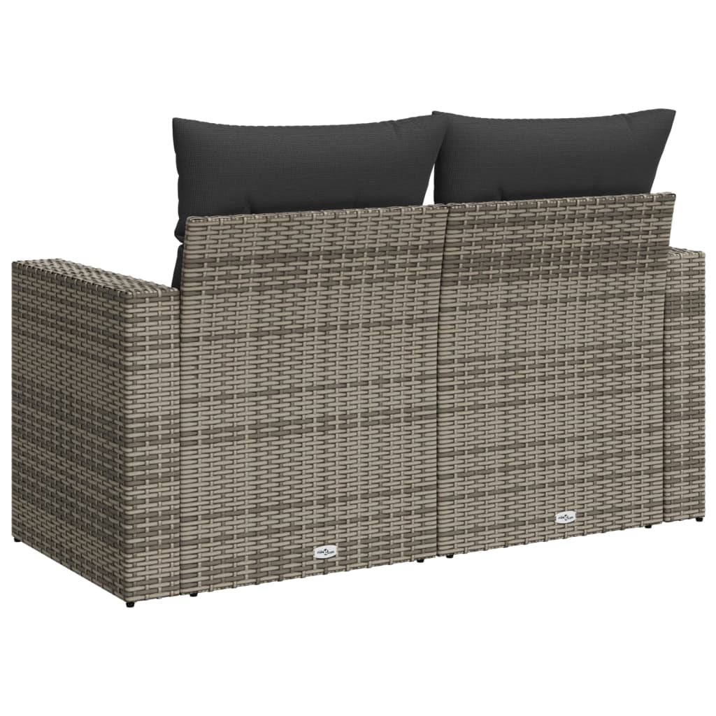Divano da Giardino con Cuscini 2 Posti Grigio in Polyrattan | homemem39