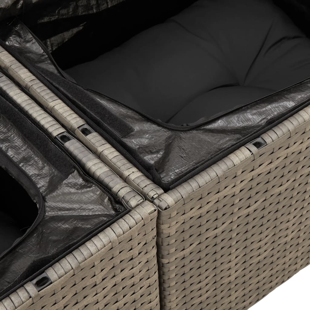 Divano da Giardino con Cuscini 2 Posti Grigio in Polyrattan | homemem39