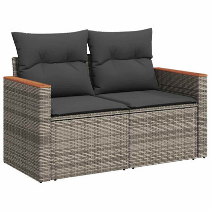Divano da Giardino con Cuscini 2 Posti Grigio in Polyrattan | homemem39