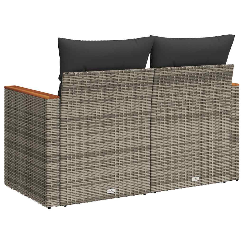 Divano da Giardino con Cuscini 2 Posti Grigio in Polyrattan | homemem39