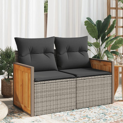 Divano da Giardino con Cuscini 2 Posti Grigio in Polyrattan | homemem39