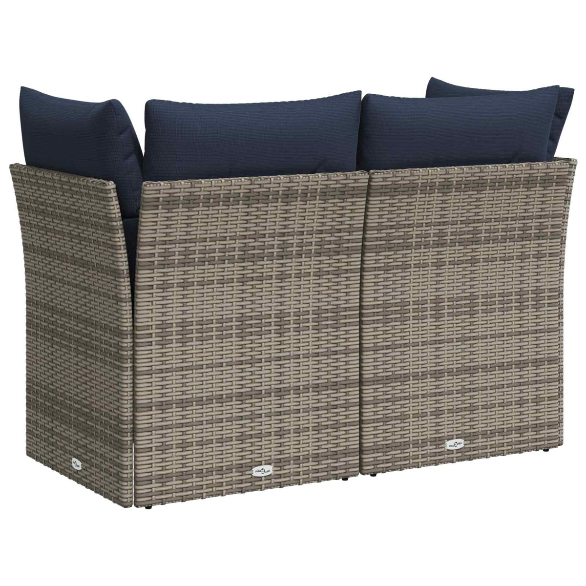 Divano da Giardino con Cuscini 2 Posti Grigio in Polyrattan