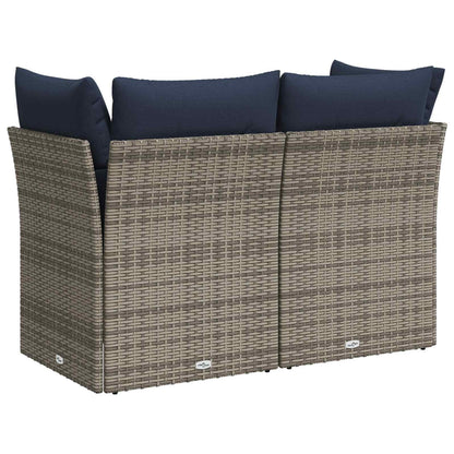 Divano da Giardino con Cuscini 2 Posti Grigio in Polyrattan