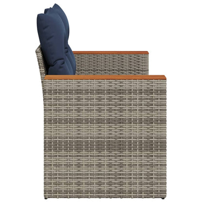 Divano da giardino con cuscini a 2 posti grigio in polyrattan | homemem39