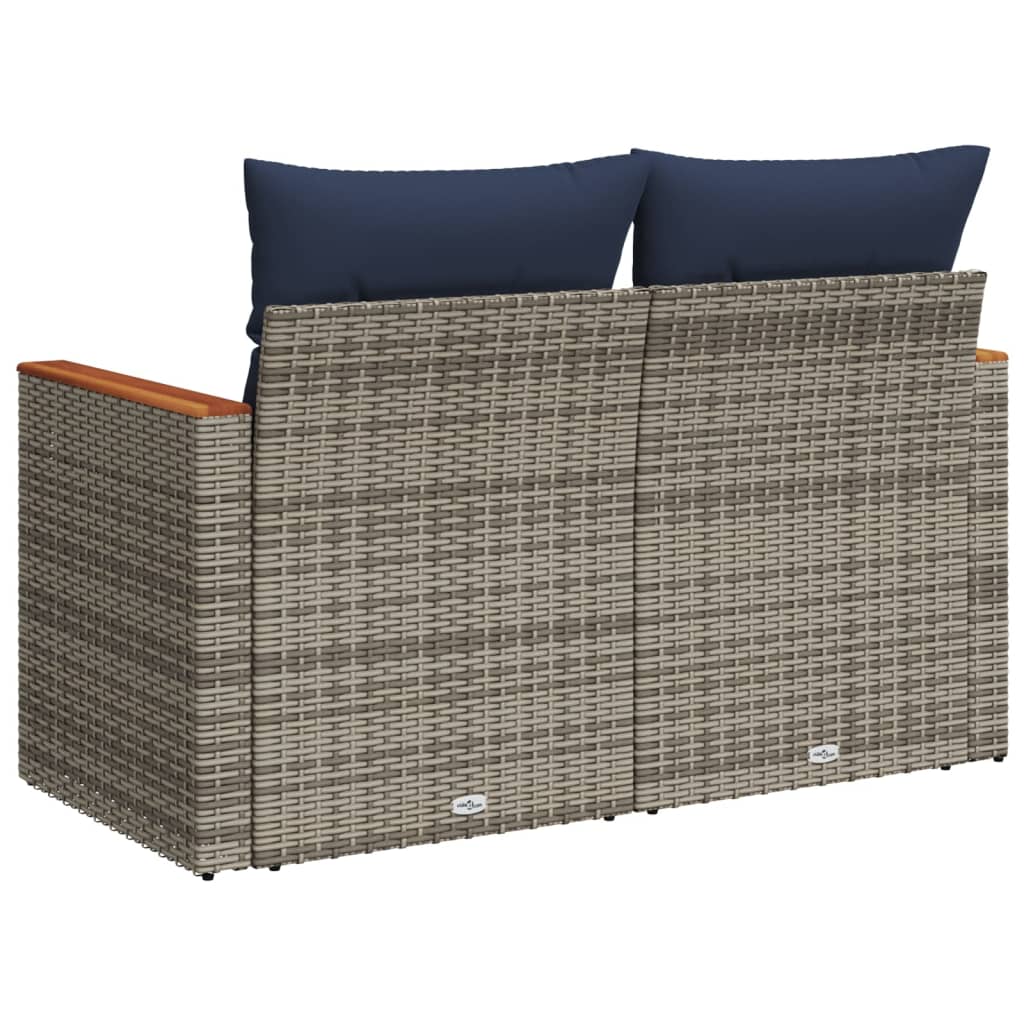 Divano da giardino con cuscini a 2 posti grigio in polyrattan | homemem39