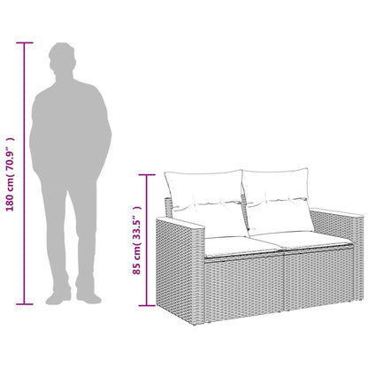 Divano da giardino con cuscini a 2 posti grigio in polyrattan | homemem39