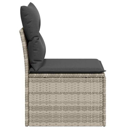 Divano Senza Braccioli con Cuscini Grigio Chiaro in Polyrattan | homemem39