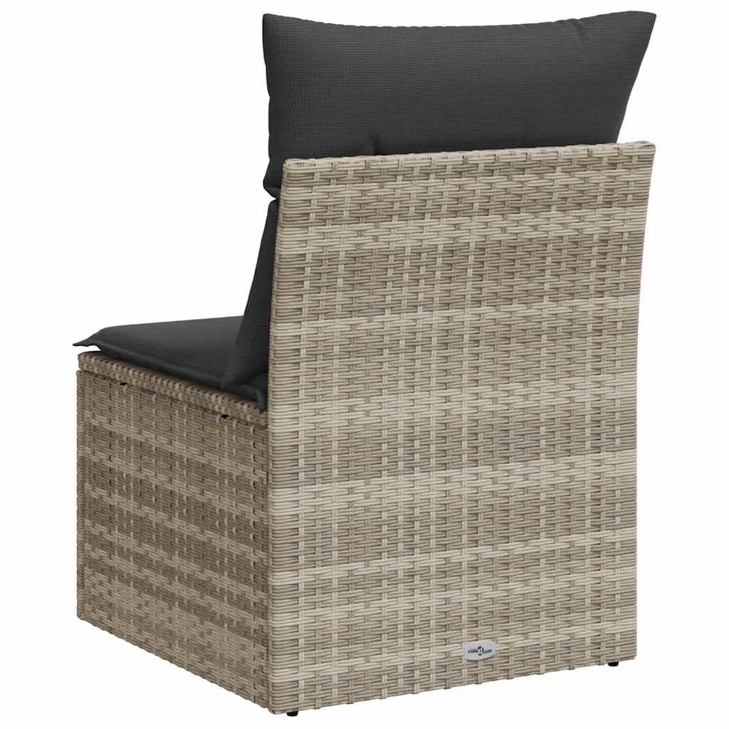 Divano Senza Braccioli con Cuscini Grigio Chiaro in Polyrattan | homemem39