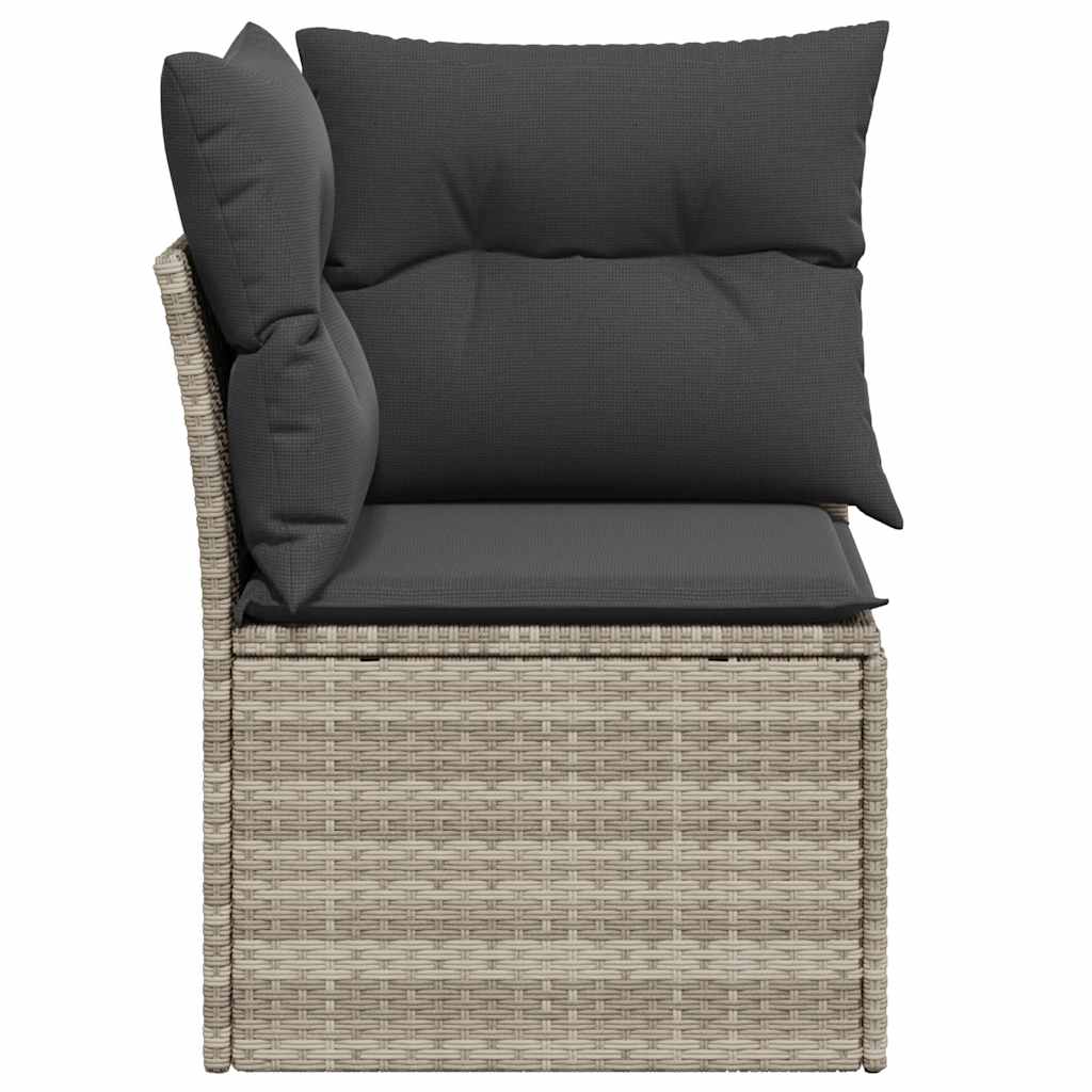 Divano Angolare Giardino con Cuscini Grigio Chiaro Polyrattan | homemem39