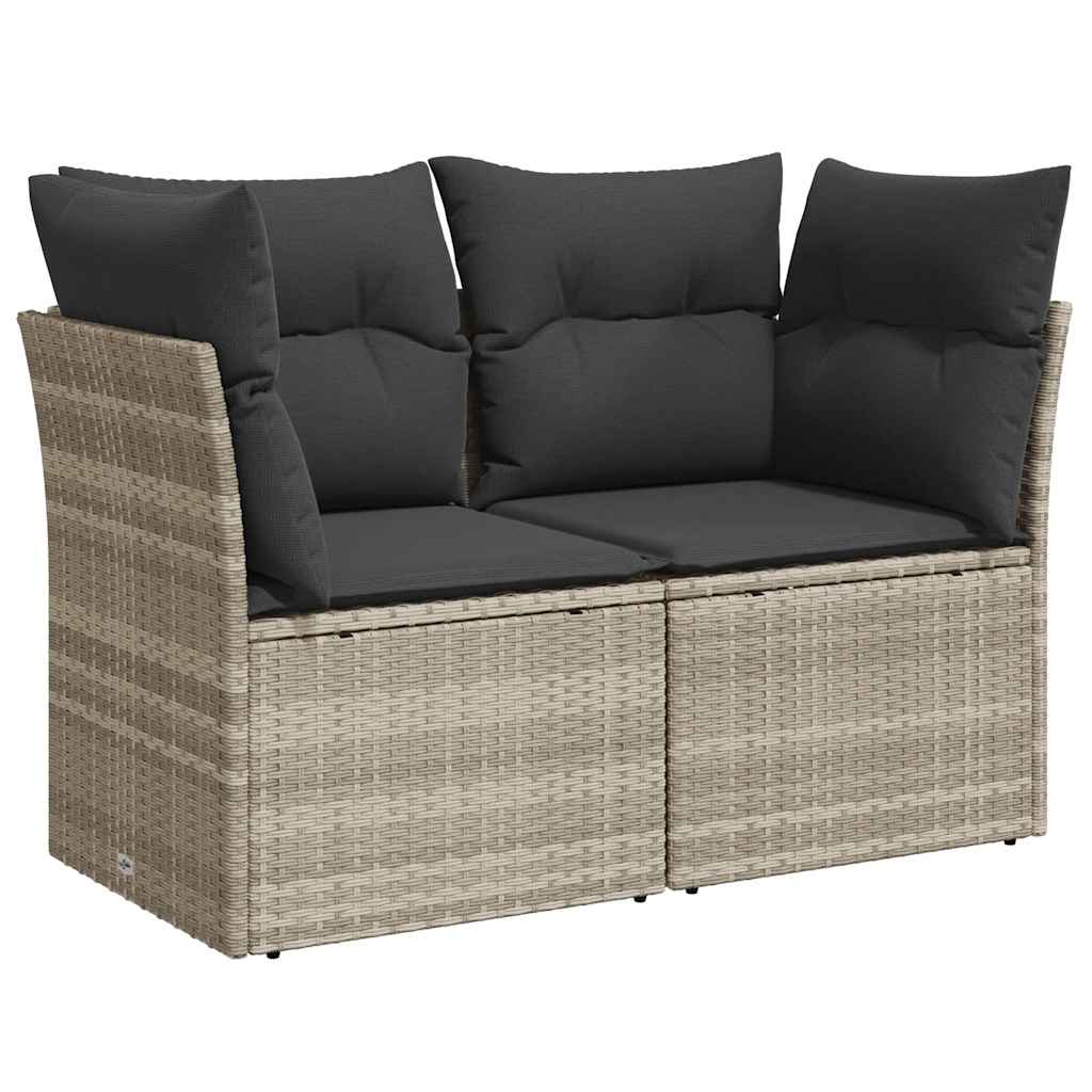 Divano da Giardino con Cuscini 2 Posti Grigio Chiaro Polyrattan | homemem39