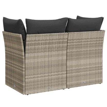 Divano da Giardino con Cuscini 2 Posti Grigio Chiaro Polyrattan | homemem39