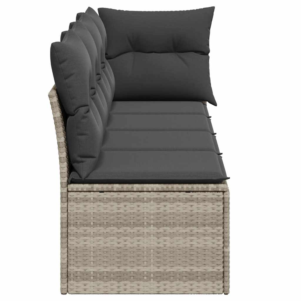 Divano da Giardino con Cuscini 4 Posti Grigio Chiaro Polyrattan | homemem39