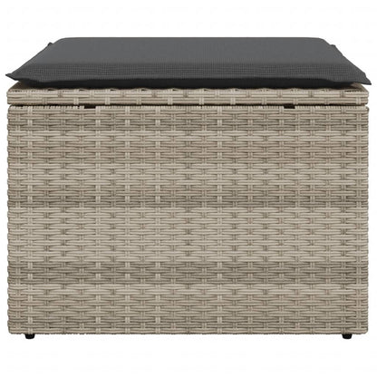 Sgabello Giardino e Cuscino Grigio Chiaro 55x55x37cm Polyrattan