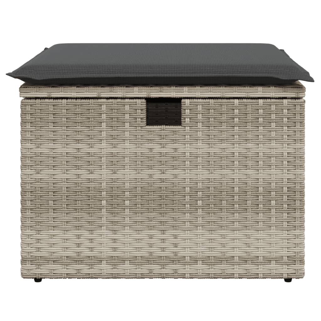 Sgabello Giardino e Cuscino Grigio Chiaro 55x55x37cm Polyrattan