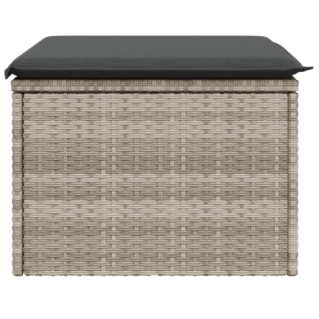 Sgabello Giardino e Cuscino Grigio Chiaro 55x55x37cm Polyrattan