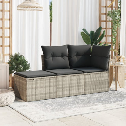 Sgabello Giardino e Cuscino Grigio Chiaro 55x55x37cm Polyrattan - homemem39