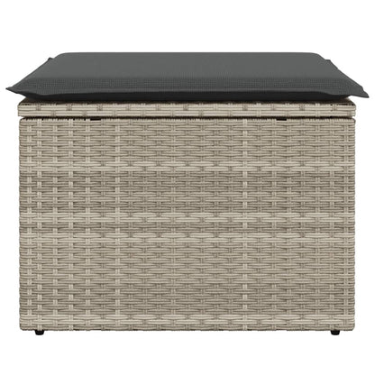 Sgabello Giardino e Cuscino Grigio Chiaro 55x55x37cm Polyrattan - homemem39