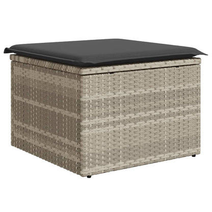 Sgabello Giardino e Cuscino Grigio Chiaro 55x55x37cm Polyrattan