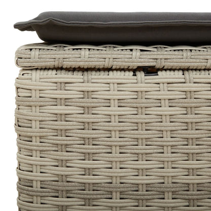 Sgabello Giardino e Cuscino Grigio Chiaro 55x55x37cm Polyrattan - homemem39