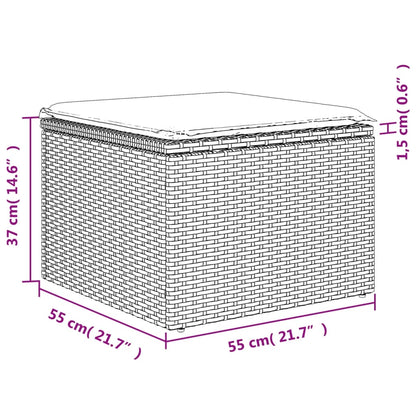 Sgabello Giardino e Cuscino Grigio Chiaro 55x55x37cm Polyrattan