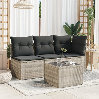 Tavolo Giardino Piano Vetro Grigio Chiaro 55x55x37cm Polyrattan