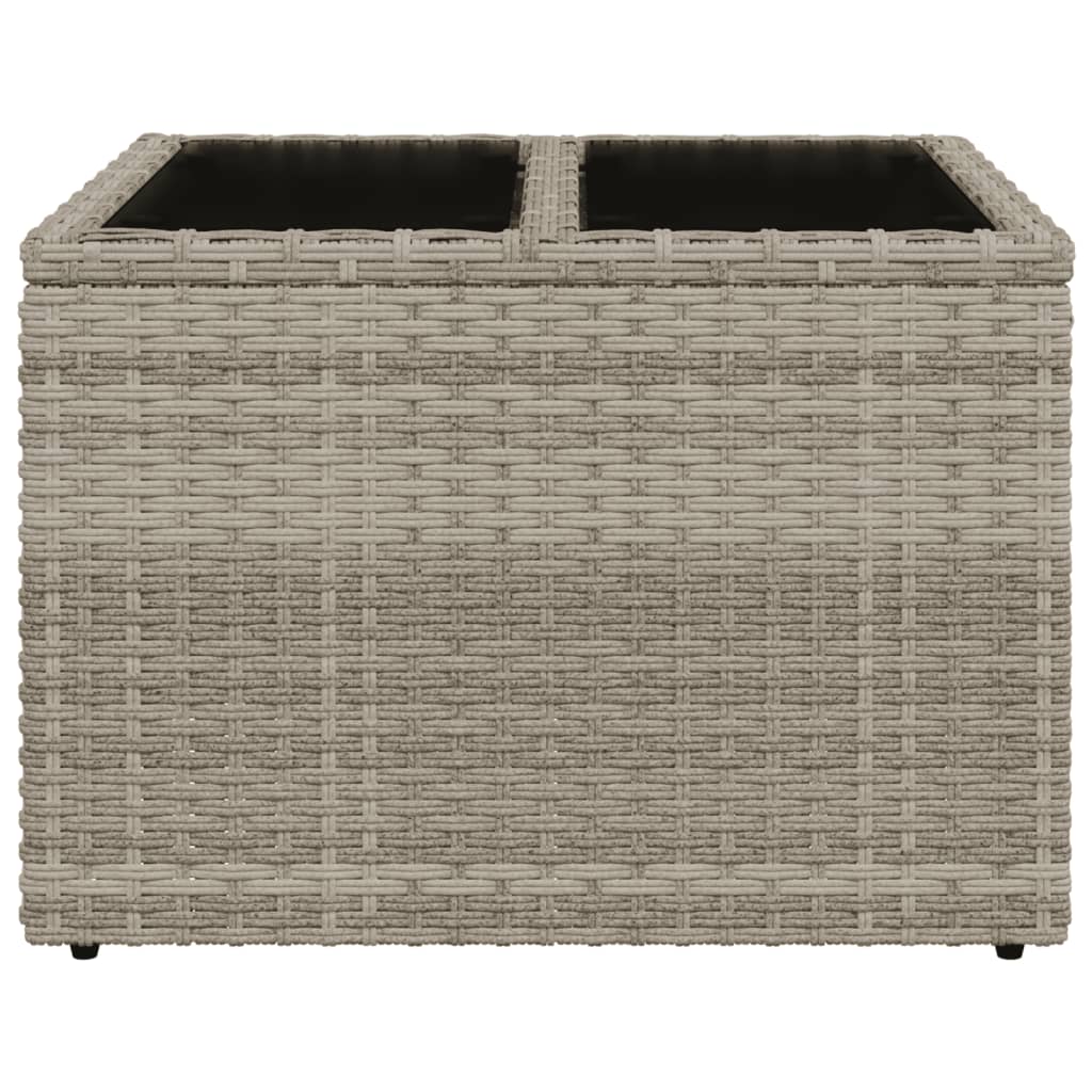 Tavolo Giardino Piano Vetro Grigio Chiaro 55x55x37cm Polyrattan