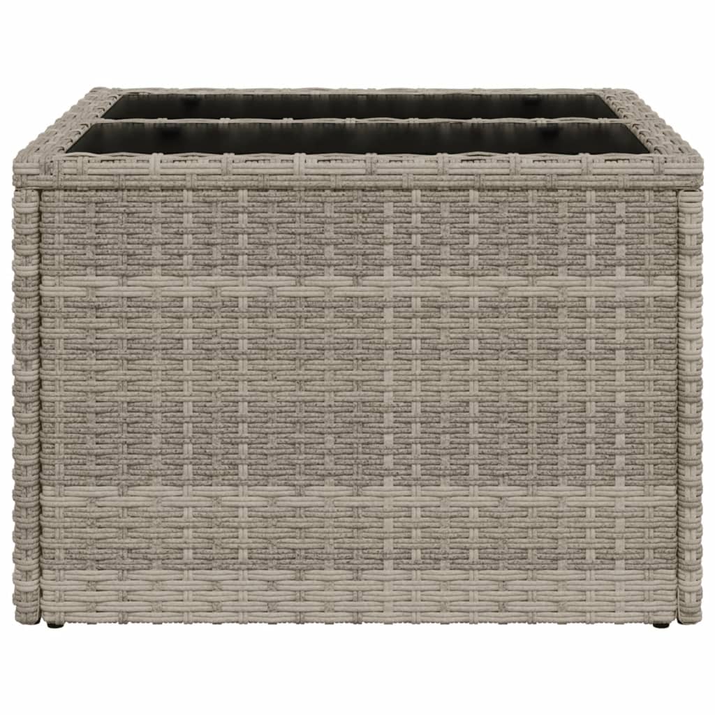 Tavolo Giardino Piano Vetro Grigio Chiaro 55x55x37cm Polyrattan