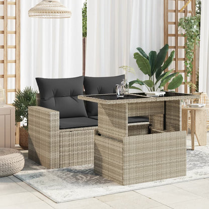 Tavolo Giardino Piano Vetro Grigio Chiaro 100x55x73 Polyrattan