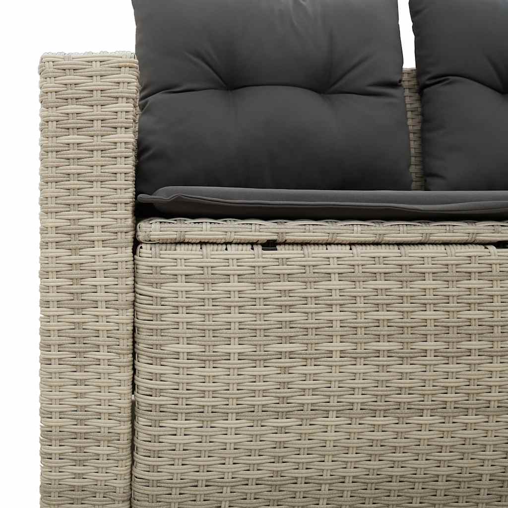 Divano da Giardino con Cuscini 2 Posti Grigio Chiaro Polyrattan | homemem39