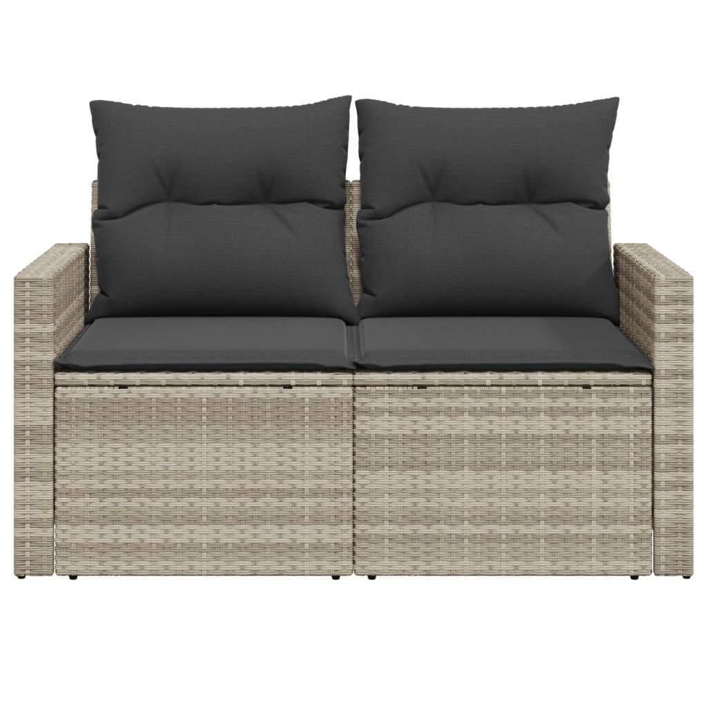 Divano da Giardino con Cuscini 2 Posti Grigio Chiaro Polyrattan | homemem39