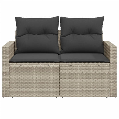 Divano da Giardino con Cuscini 2 Posti Grigio Chiaro Polyrattan | homemem39