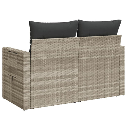 Divano da Giardino con Cuscini 2 Posti Grigio Chiaro Polyrattan | homemem39
