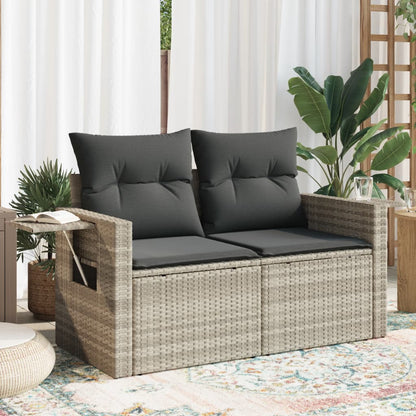Divano da Giardino con Cuscini 2 Posti Grigio Chiaro Polyrattan | homemem39