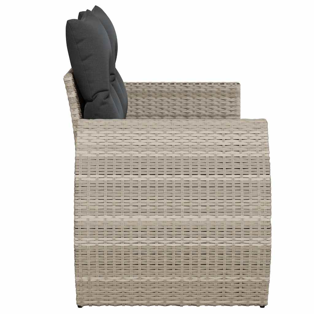 Divano da Giardino con Cuscini 2 Posti Grigio Chiaro Polyrattan | homemem39