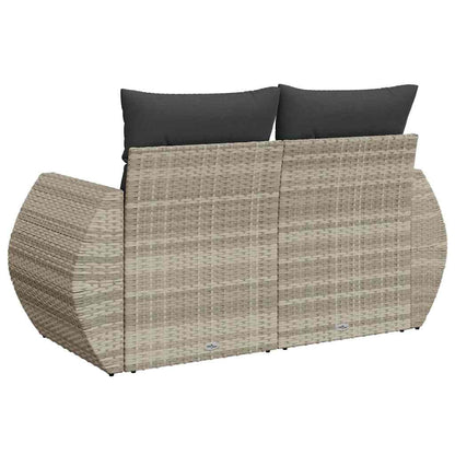 Divano da Giardino con Cuscini 2 Posti Grigio Chiaro Polyrattan | homemem39