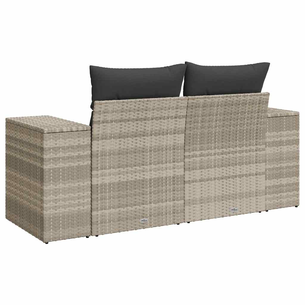 Divano da Giardino con Cuscini 2 Posti Grigio Chiaro Polyrattan | homemem39