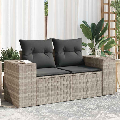 Divano da Giardino con Cuscini 2 Posti Grigio Chiaro Polyrattan | homemem39
