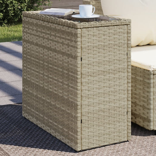 Tavolo Giardino Piano Vetro Grigio Chiaro 58x27,5x55 Polyrattan