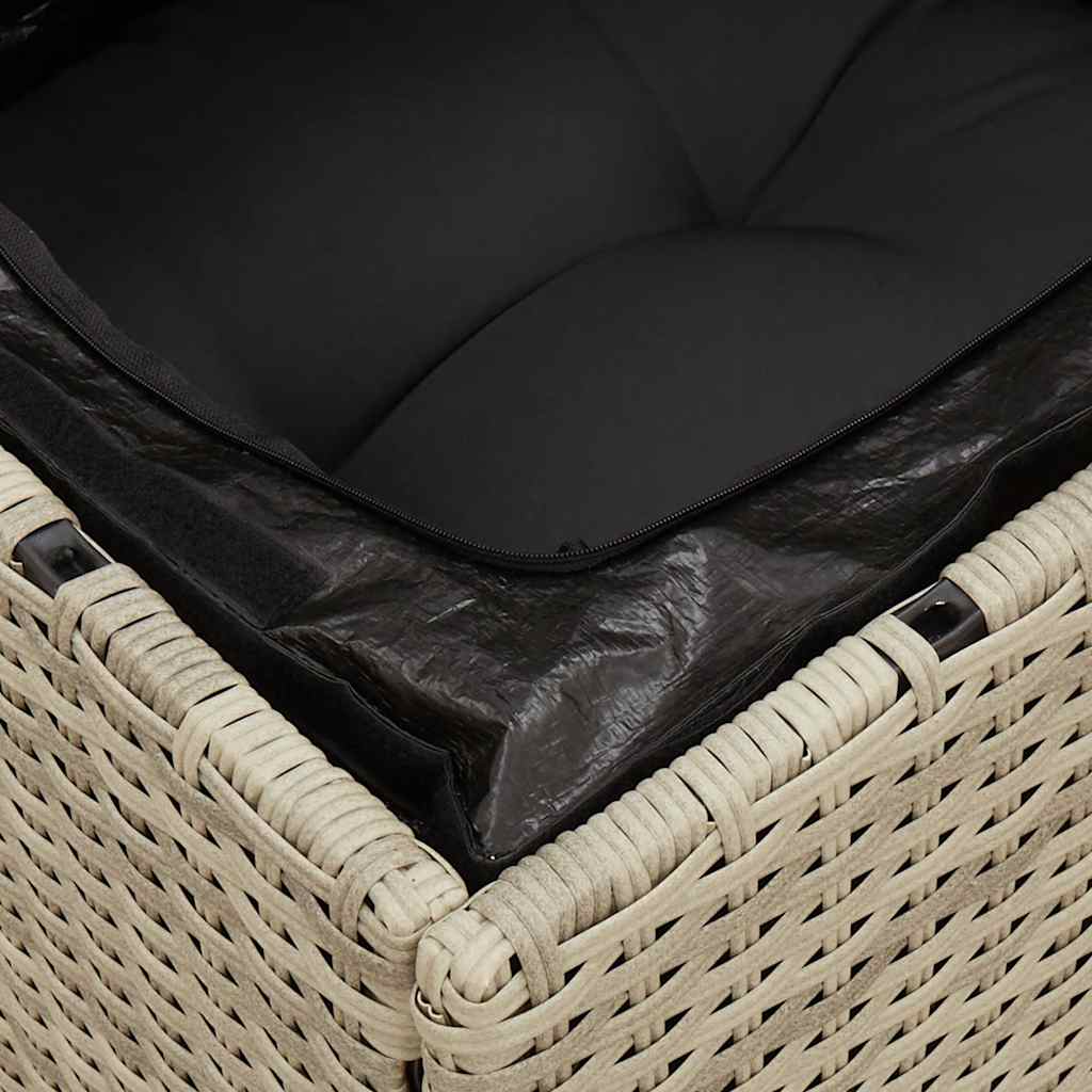 Sedia Senza Braccioli con Cuscini Grigio Chiaro in Polyrattan | homemem39