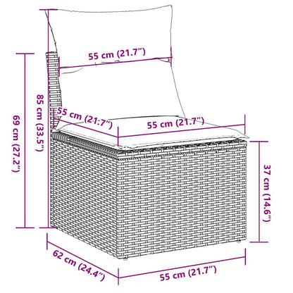 Sedia Senza Braccioli con Cuscini Grigio Chiaro in Polyrattan | homemem39