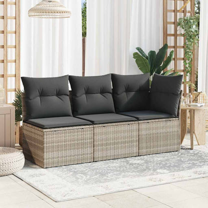 Divano Angolare Giardino con Cuscini Grigio Chiaro Polyrattan | homemem39