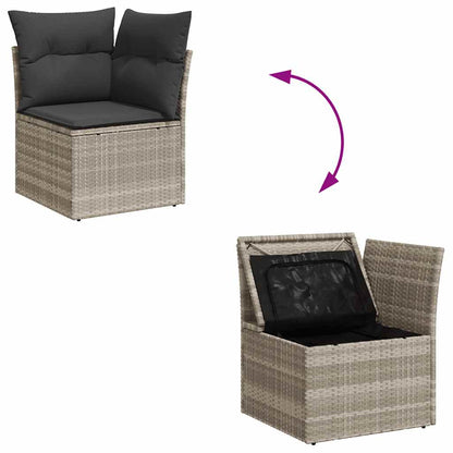 Divano Angolare Giardino con Cuscini Grigio Chiaro Polyrattan | homemem39