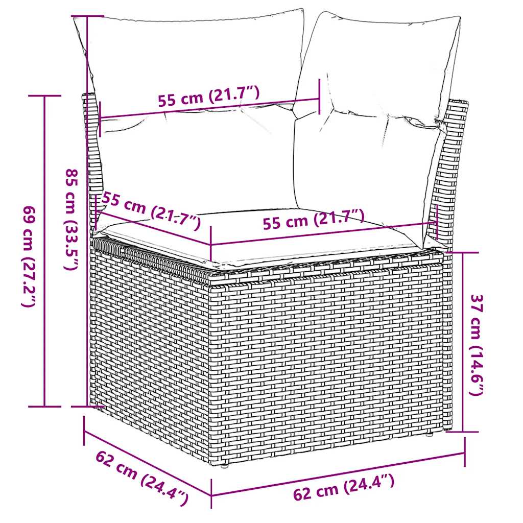 Divano Angolare Giardino con Cuscini Grigio Chiaro Polyrattan | homemem39