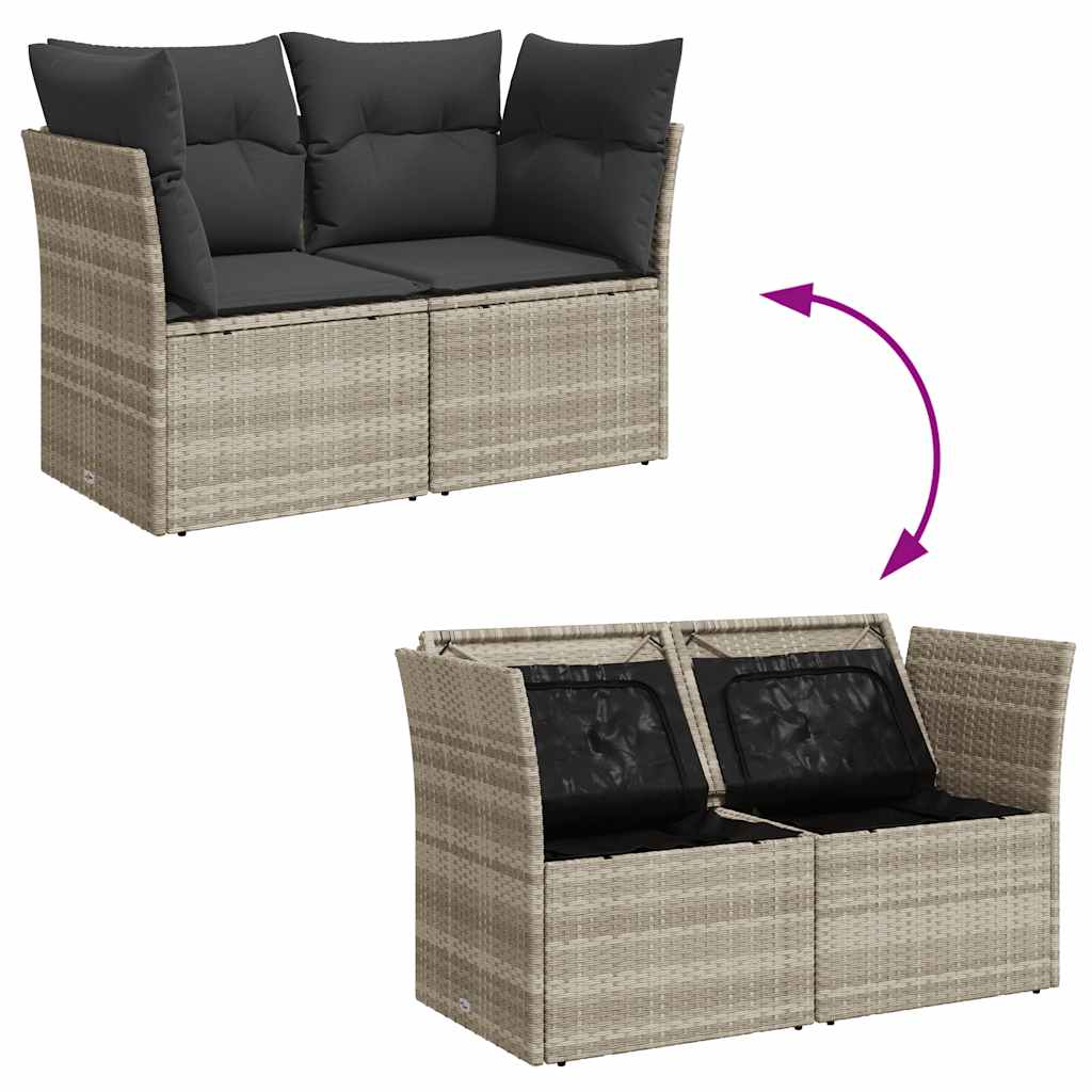 Divano da Giardino con Cuscini 2 Posti Grigio Chiaro Polyrattan | homemem39
