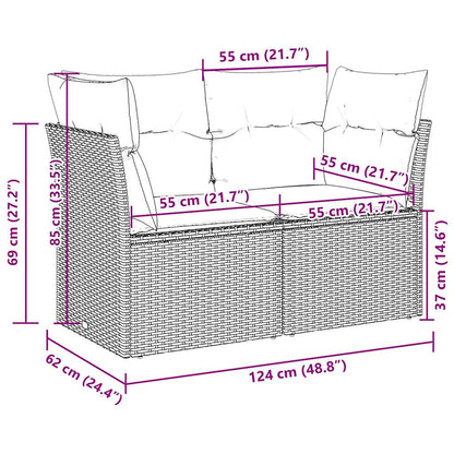 Divano da Giardino con Cuscini 2 Posti Grigio Chiaro Polyrattan | homemem39