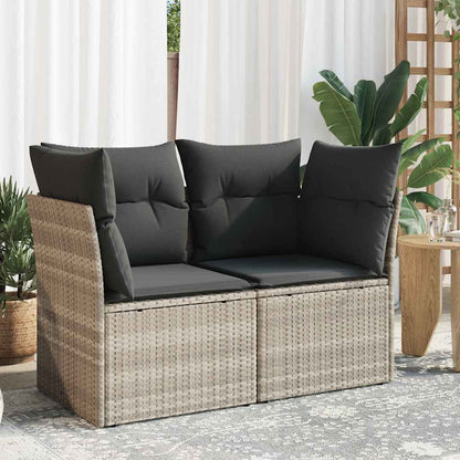 Divano da Giardino con Cuscini 2 Posti Grigio Chiaro Polyrattan | homemem39